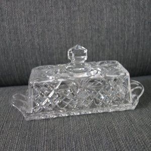 Vintage Fancy Glass Butter Dish and Lid Set